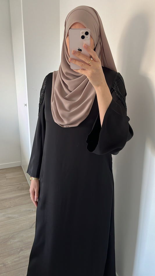 Abaya perlée Noir